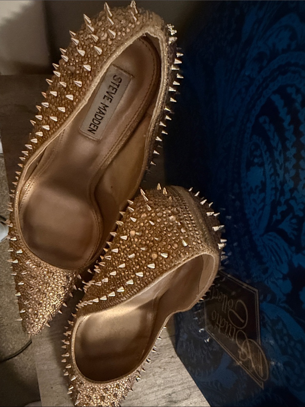 Steve Madden Gold Spike & Crystal Pointed Flats